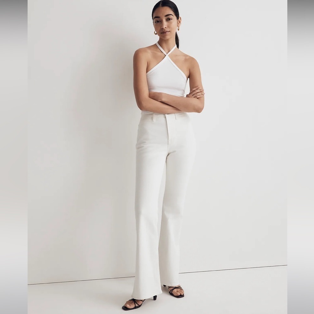 Madewell White Wide-Leg Flare Jeans